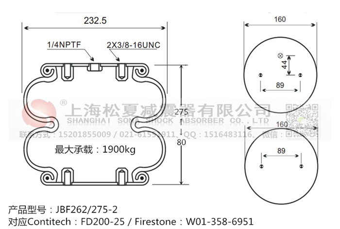 JBF262/275-2橡膠<a href='http://ycunz.cn/' target='_blank'><u>空氣彈簧</u></a>