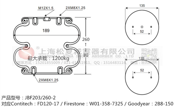 JBF203/260-2橡膠<a href='http://ycunz.cn/' target='_blank'><u>空氣彈簧</u></a>